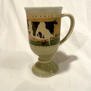 Otagiri Japan American Folk Art Warren Kimble footed Holstein Cow mug